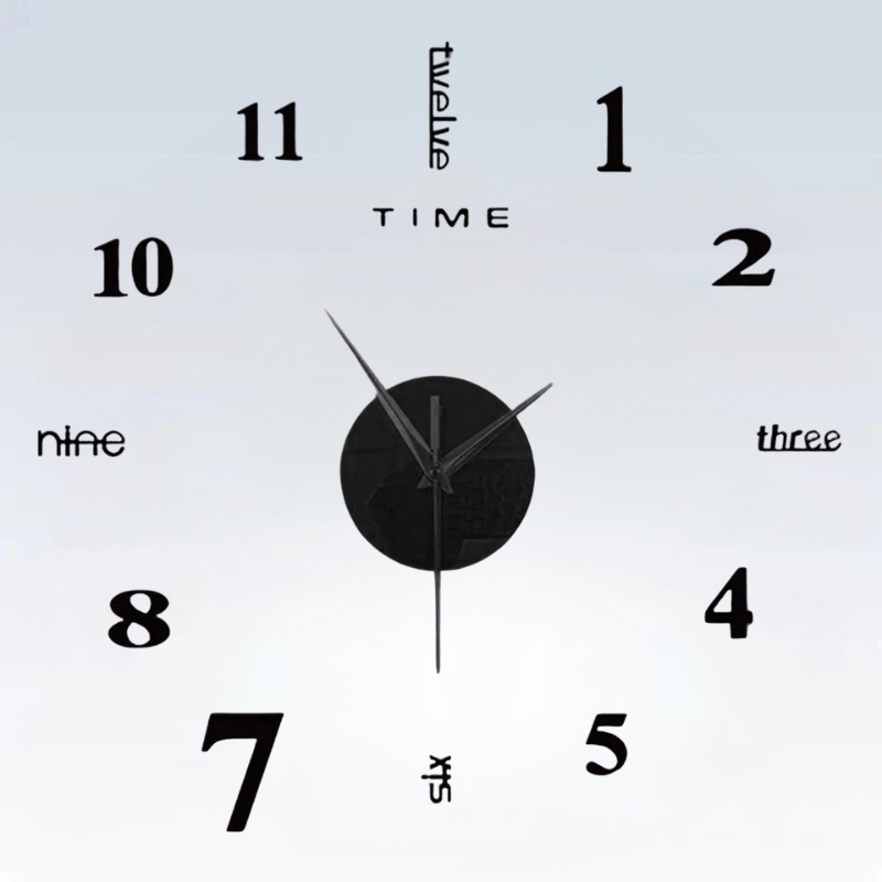 ZEGAR ŚCIENNY NAKLEJANY 3D | ŁAŃCUT