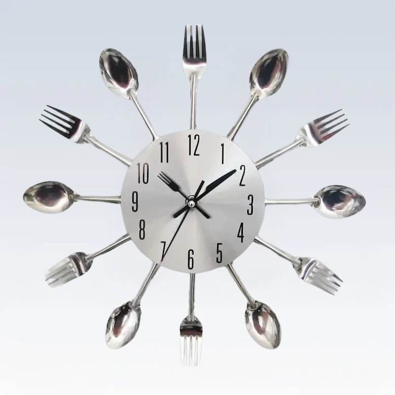 MALY ZEGAR SCIENNY DO KUCHNI | BIELSKO-BIALA - Srebrny - Horloges murales