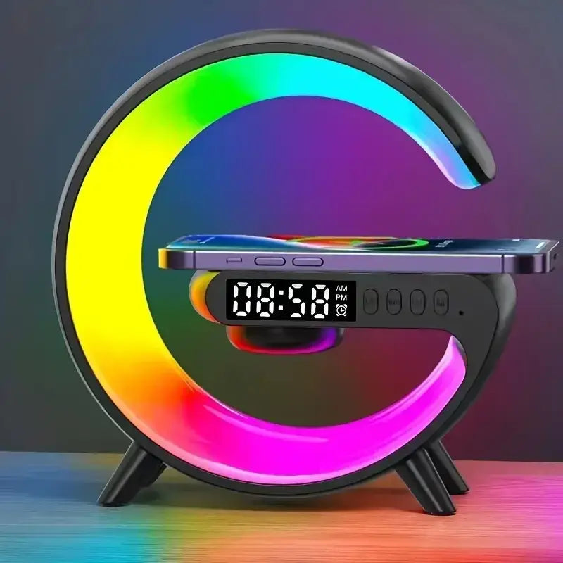 RGB Alarm Clock with Wireless Charger - wall clock