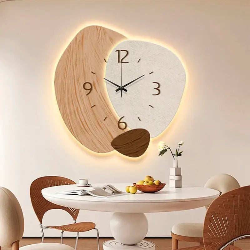 ZEGAR ŚCIENNY 3D LED | NOWA SÓL - Kremowy / 40x40cm