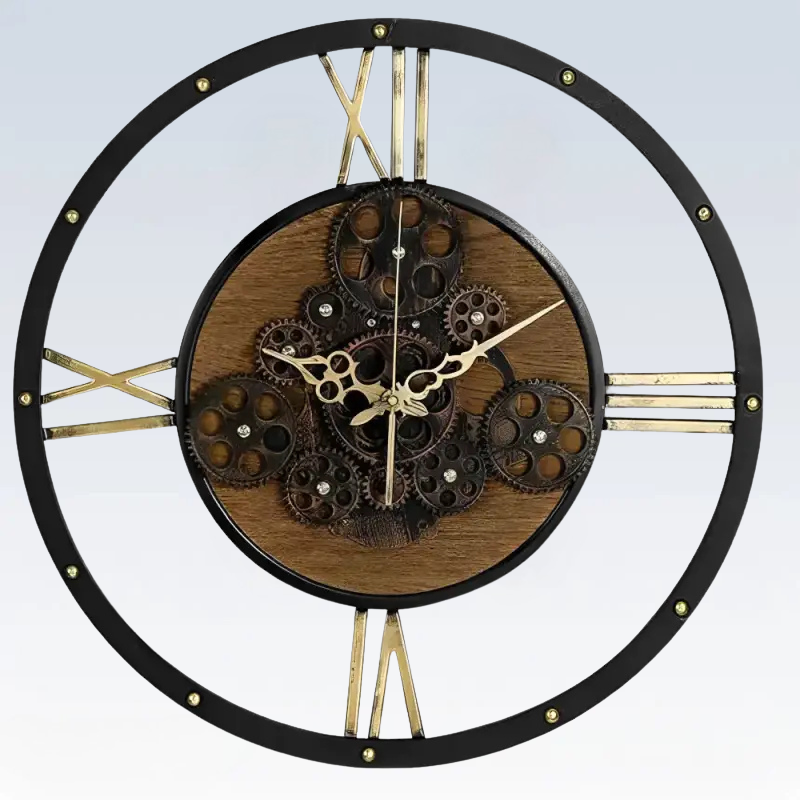 ZEGAR SCIENNY DREWNO METAL | GNIEZNO - Czarny - Horloges murales