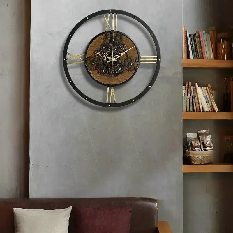 ZEGAR SCIENNY DREWNO METAL | GNIEZNO - Czarny - Horloges murales