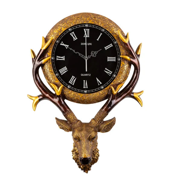 ZEGAR SCIENNY JELEN | KIELCE - złoty cyfry rzymskie - Horloges murales