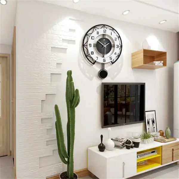 zegar ścienny loft 40 cm - Czarno-biały