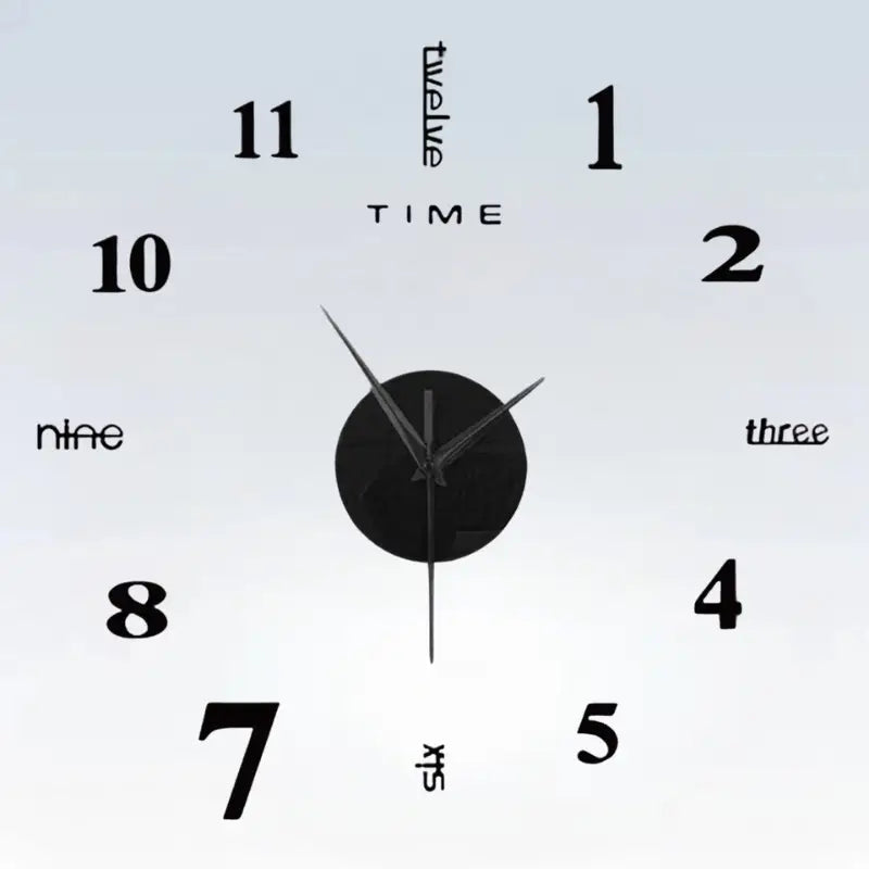 ZEGAR ŚCIENNY NAKLEJANY 3D | ŁAŃCUT - Czarny