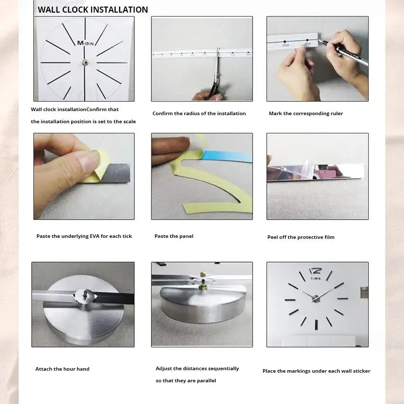 ZEGAR ŚCIENNY NAKLEJANY 40 CM | MARKI