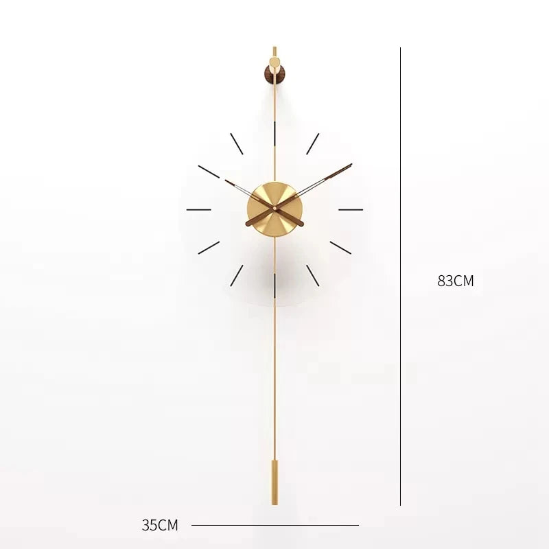 ZEGAR SCIENNY NOWOCZESNY ZLOTY | WIELUN - Czarna podziałka / 35x83 CM