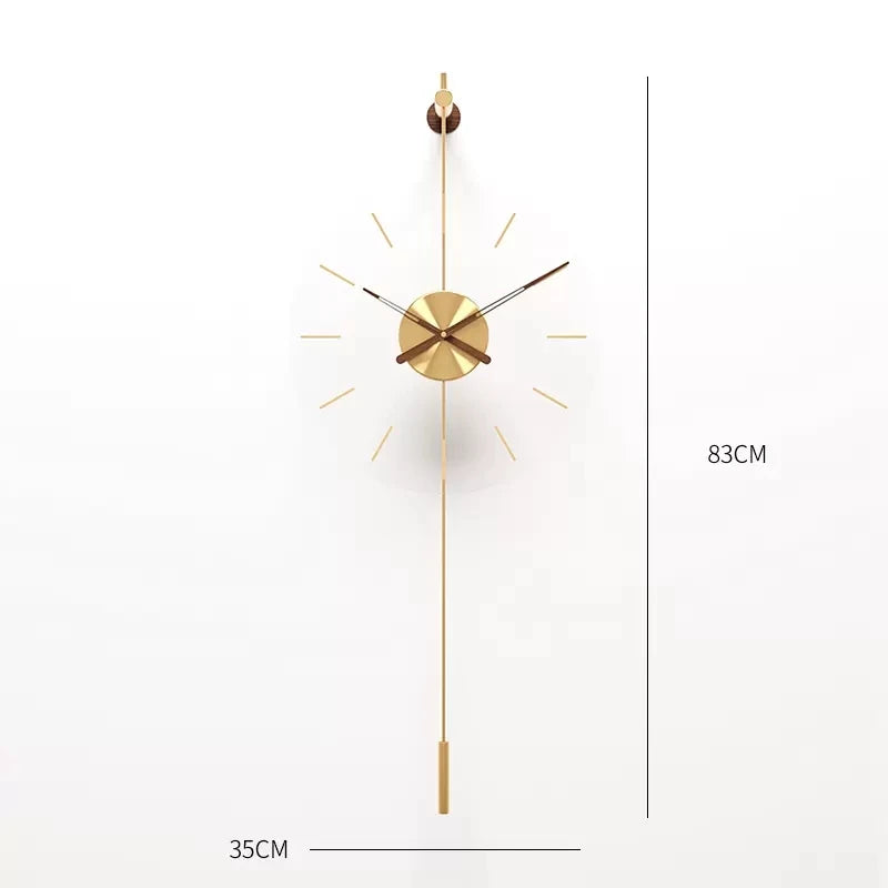 ZEGAR SCIENNY NOWOCZESNY ZLOTY | WIELUN - Złota podziałka / 35x83 CM