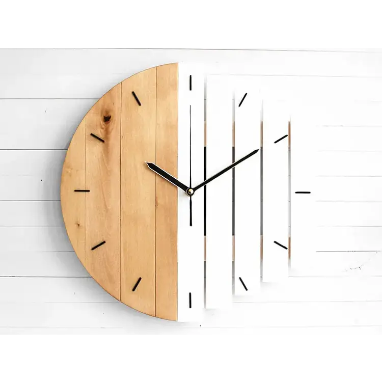 zegar ścienny okrągły drewniany - Biały