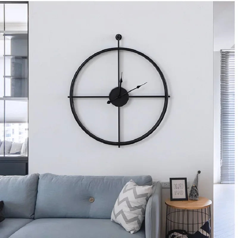 ZEGAR SCIENNY W STYLU LOFT | SIEMIANOWICE SLASKIE - Czarny złote wskazówki / 55 cm - Horloges murales