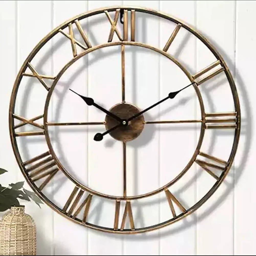 ZEGAR SCIENNY Z CYFRAMI RZYMSKIMI | OLSZTYN - Złoty retro / 60CM - Horloges murales