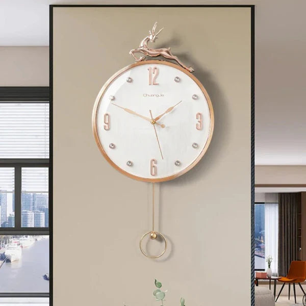 ZEGAR SCIENNY Z WAHADLEM NA BATERIE | ZUROMIN - Biały kość słoniowa - Horloges murales