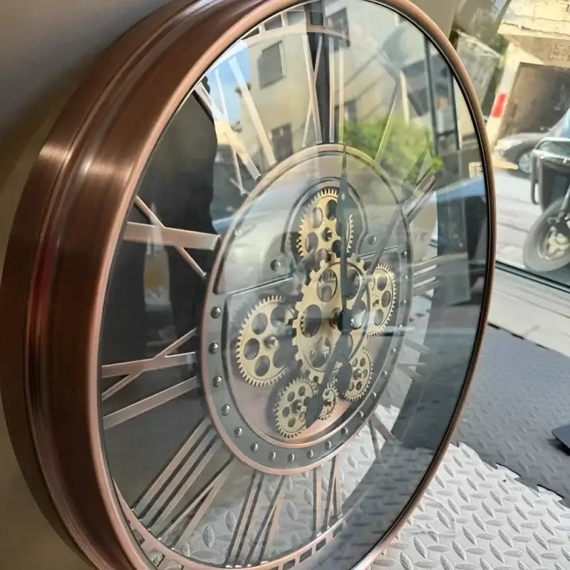 ZEGAR ŚCIENNY Z WIDOCZNYM MECHANIZMEM | RACIBÓRZ